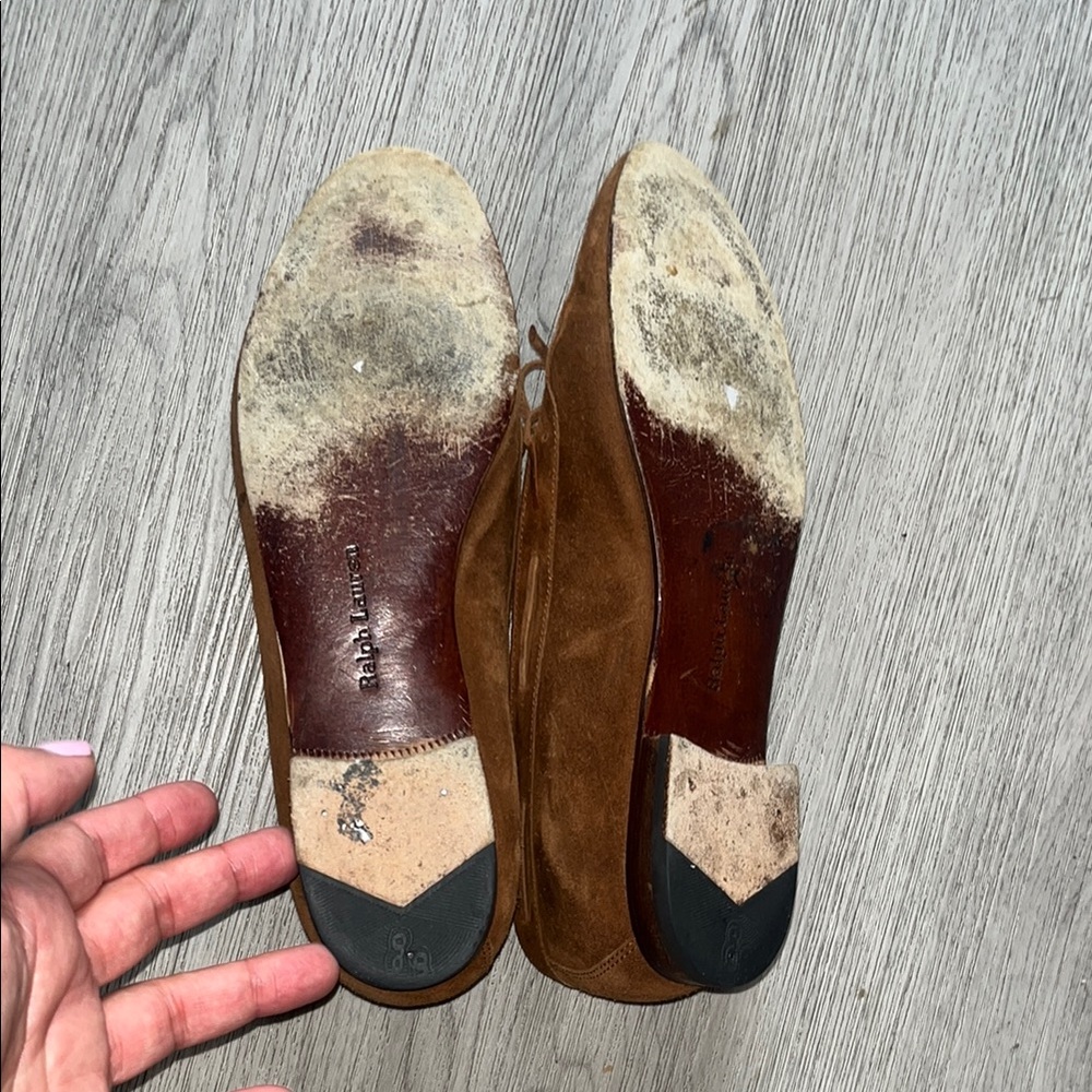 Ralph LaurenBrown Suede Loafers with Bow Detail - Picture 9 of 12